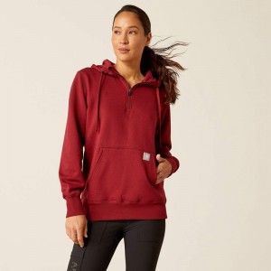 Ariat Rebar Skill Set 1/2 Zip Hoodie Cabernet Polska | LKGBRN-819