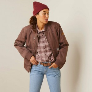 Ariat Rebar Stretch Canvas Bomber Jacket Peppercorn Polska | DXKVJH-839