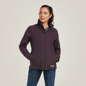 Ariat Rebar Stretch Canvas Softshell Jacket Plum Perfect Polska | JFDOQR-359