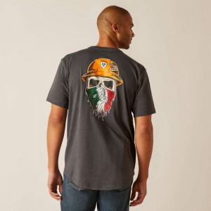 Ariat Rebar Workman Born For This T-Shirt Charcoal/Mexico Polska | QENGJZ-480