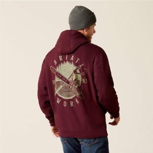 Ariat Rebar Workman Chainsaw Hoodie Malbec Polska | QDMJLV-105