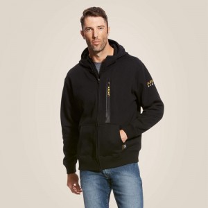 Ariat Rebar Workman Full Zip Hoodie Czarne Polska | YTANQM-426