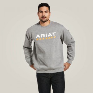 Ariat Rebar Workman Logo Sweatshirt Szare Polska | FEMTQB-542