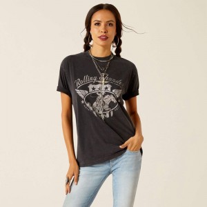 Ariat Rolling Thunder T-Shirt Czarne Niebieskie Polska | JXEQHC-805