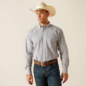 Ariat Ronald Classic Fit Shirt Niebieskie Polska | MYAVWF-593