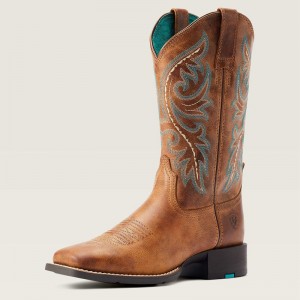 Ariat Round Up Back Zip Western Boot Desert Sand Polska | EIQYLU-985