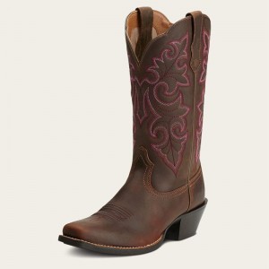 Ariat Round Up Square Toe Western Boot Brązowe Polska | CSLOZM-867