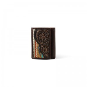 Ariat Rug Floral Embossed Trifold Wallet Brązowe Polska | IVPQHK-690