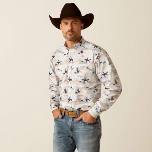 Ariat Ryker Classic Fit Shirt Głęboka Niebieskie Polska | YHEUTR-103