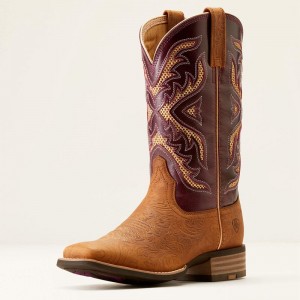 Ariat San Angelo Venttek 360 Western Boot Tooled Toasted Almond/Aged Merlot Polska | UCTKXW-437