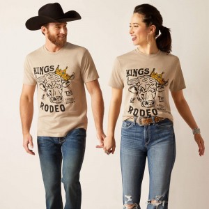 Ariat Sendero King Cow T-Shirt Oatmeal Heather Polska | RYMLUA-061