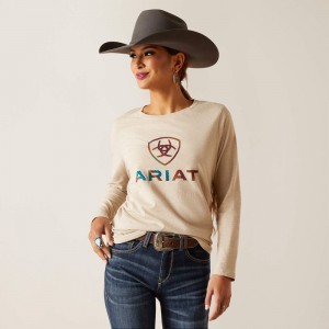 Ariat Serape Shield Tee Oatmeal Polska | HCJDAM-472