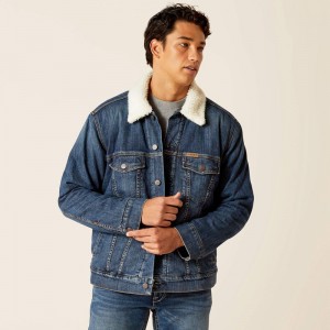 Ariat Sherpa Lined Trucker Jacket Niebieskie Polska | IJUHCF-198