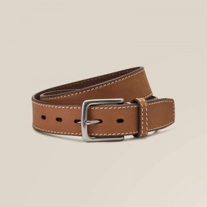 Ariat Simple Embroidery Belt Tan Polska | JWSNPI-023