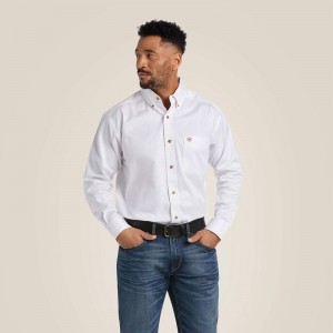 Ariat Solid Twill Classic Fit Shirt Białe Polska | ARKIZE-670