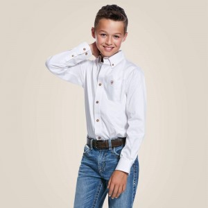 Ariat Solid Twill Classic Fit Shirt Białe Polska | ULFGMO-650