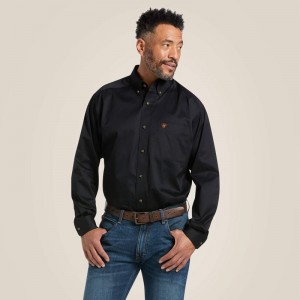 Ariat Solid Twill Classic Fit Shirt Czarne Polska | ZVIRHS-046