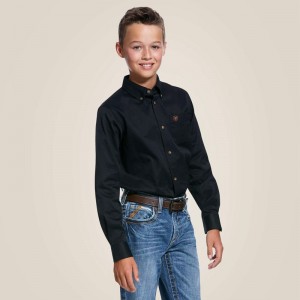 Ariat Solid Twill Classic Fit Shirt Czarne Polska | DZMIQR-245