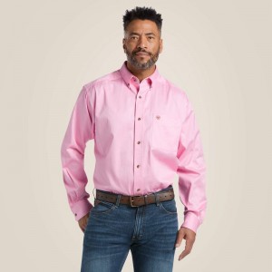 Ariat Solid Twill Classic Fit Shirt Różowe Polska | BDRMLJ-495