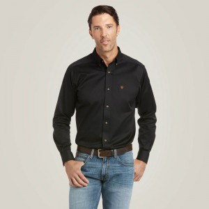 Ariat Solid Twill Fitted Shirt Czarne Polska | EZHSGT-053