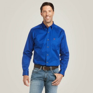 Ariat Solid Twill Fitted Shirt Ultramarine Polska | QNOXSW-902