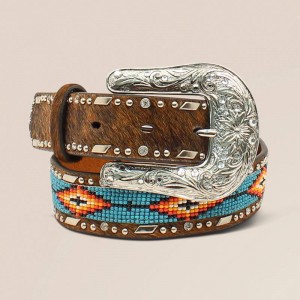 Ariat Southwest Beaded Hair-On Belt Brązowe Polska | ERPKWF-348