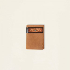 Ariat Southwest Trifold Wallet Czarne Polska | RSFWHT-496