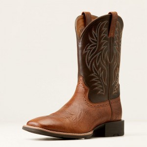 Ariat Sport Wide Square Toe Cowboy Boot Brązowe Polska | HMTUIN-350