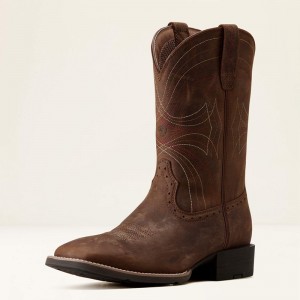 Ariat Sport Wide Square Toe Cowboy Boot Brązowe Polska | NYIBOU-608