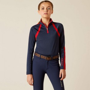 Ariat Sunstopper 3.0 1/4 Zip Baselayer Navyt Polska | XWABUS-746