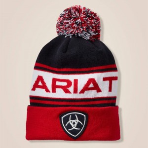 Ariat Team Beanie Navy/Red Polska | JDKTGO-452