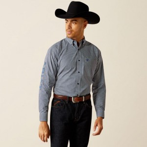 Ariat Team Keenan Classic Fit Shirt Niebieskie Polska | LHETUG-583