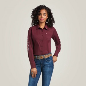 Ariat Team Kirby Stretch Shirt Zinfandel Polska | JZIQWX-274