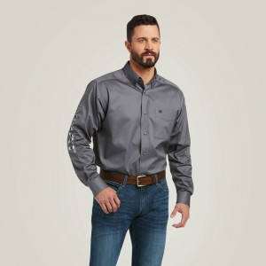 Ariat Team Logo Twill Classic Fit Shirt Quiet Shade Polska | MZKOGR-350