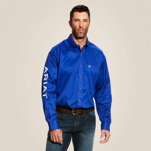 Ariat Team Logo Twill Classic Fit Shirt Ultramarine/White Polska | KWDALX-615