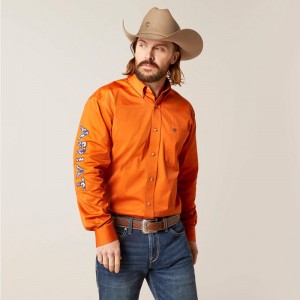 Ariat Team Logo Twill Classic Fit Shirt Rust Polska | DMVUIF-513