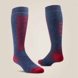 Ariat Tek Merino Socks Navy/Red Polska | PNACRZ-742