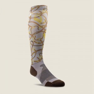 Ariat Tek Slim Printed Socks Zinc Bridle Polska | OUCXJB-945