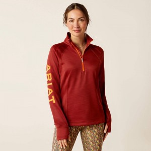 Ariat Tek Team 1/2 Zip Sweatshirt Fired Brick Polska | CUTZOI-457