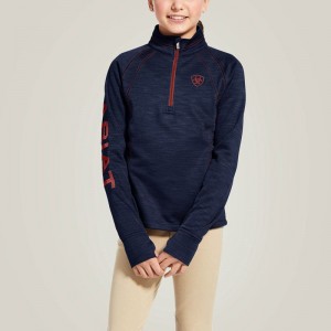 Ariat Tek Team 1/2 Zip Sweatshirt Granatowe Polska | NHVOMG-142