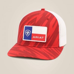 Ariat Texas Flag Cap Czerwone Paski Polska | BHTOJZ-470