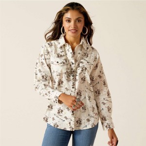 Ariat Thrills N Spills Shirt Thrilling Print Polska | XWHIEQ-906