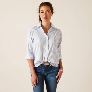 Ariat Tiburon Shirt Niebieskie Paski Polska | KMWZEY-286