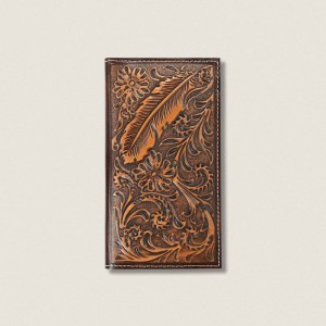 Ariat Tooled Feather Rodeo Wallet Brązowe Polska | QGPHWN-592