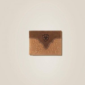 Ariat Tooled Leather Bifold Wallet Brązowe Polska | QRTAHM-742