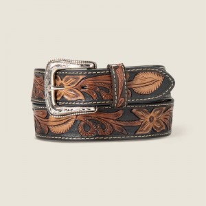 Ariat Tooled Lt Leaves Belt Brązowe Polska | QBTWFE-418