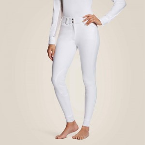 Ariat Tri Factor Grip Knee Patch Breech Białe Polska | SJHZNB-587