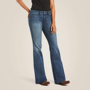 Ariat Trouser Mid Rise Stretch Outseam Ella Wide Leg Jean Bluebell Polska | BORPTQ-460