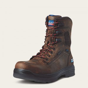 Ariat Turbo 8" Usa Assembled Waterproof Carbon Toe Work Boot Brązowe Polska | DLPEVG-573