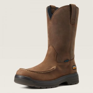 Ariat Turbo Moc Toe Waterproof Work Boot Mocha Polska | LIPDEX-129